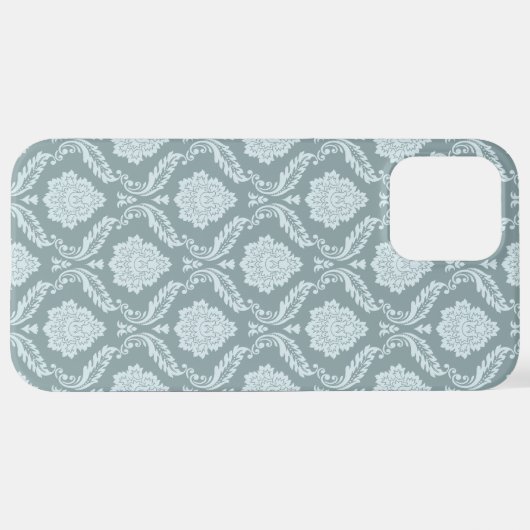 Rococo Damask Rpt Pattern Duck Egg Blue+Teal iPhone Hoesje (Achterkant horizontaal)