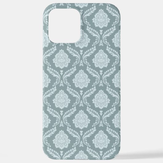 Rococo Damask Rpt Pattern Duck Egg Blue+Teal iPhone Hoesje (Achterkant)