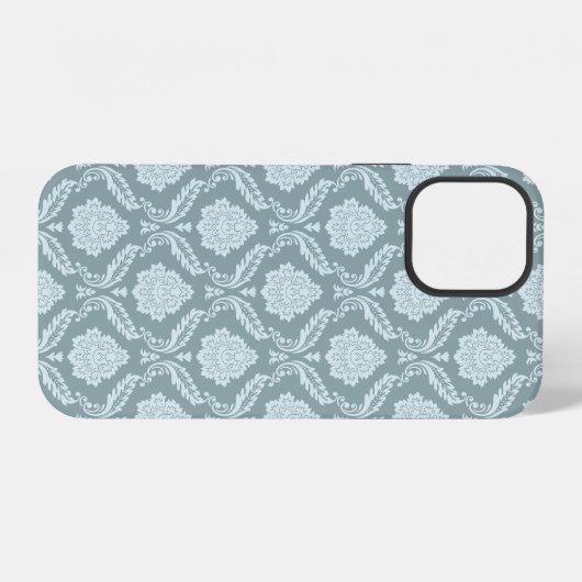 Rococo Damask Rpt Pattern Duck Egg Blue+Teal iPhone Hoesje (Achterkant horizontaal)