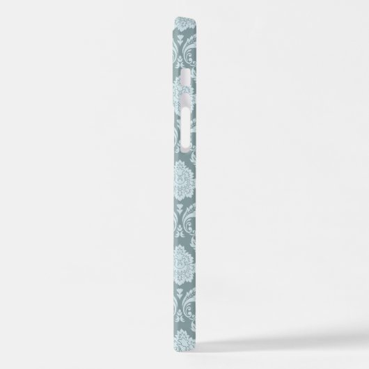 Rococo Damask Rpt Pattern Duck Egg Blue+Teal iPhone Hoesje (Linkerkant)