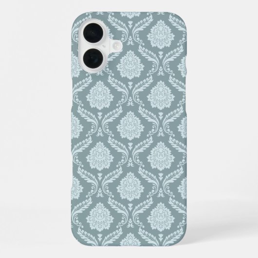 Rococo Damask Rpt Pattern Duck Egg Blue+Teal iPhone Hoesje (Achterkant)