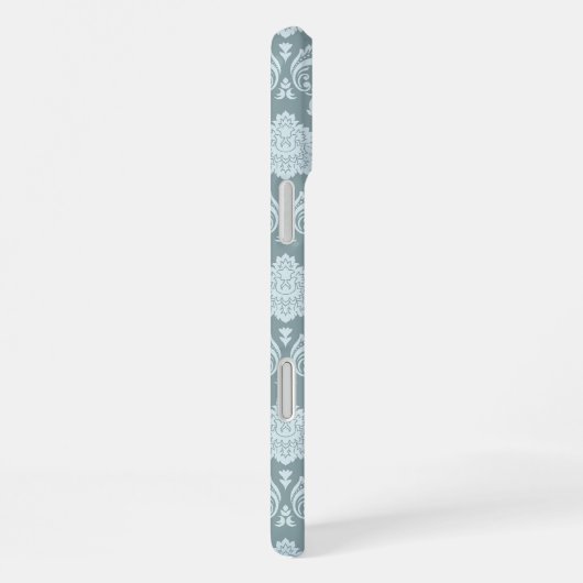 Rococo Damask Rpt Pattern Duck Egg Blue+Teal iPhone Hoesje (Rechterkant)