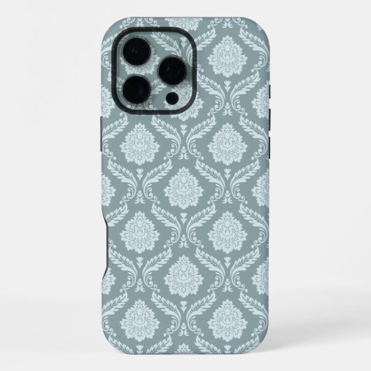 Rococo Damask Rpt Pattern Duck Egg Blue+Teal iPhone Hoesje (Achterkant)