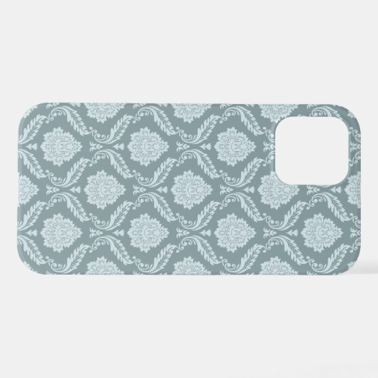 Rococo Damask Rpt Pattern Duck Egg Blue+Teal iPhone Hoesje (Achterkant horizontaal)