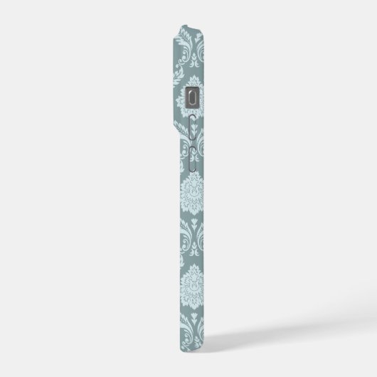 Rococo Damask Rpt Pattern Duck Egg Blue+Teal iPhone Hoesje (Linkerkant)