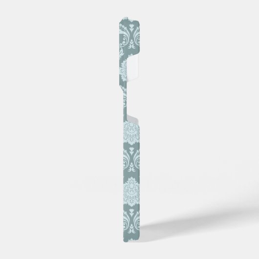 Rococo Damask Rpt Pattern Duck Egg Blue+Teal iPhone Hoesje (Linkerkant)
