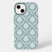 Rococo Damask Rpt Pattern Duck Egg Blue+Teal iPhone Hoesje (Achterkant)