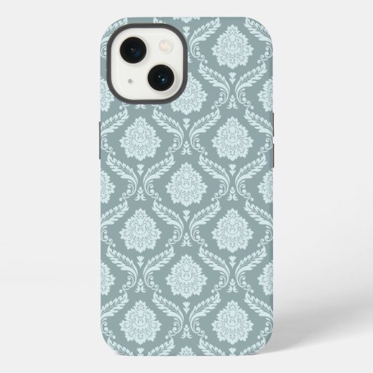Rococo Damask Rpt Pattern Duck Egg Blue+Teal iPhone Hoesje (Achterkant)