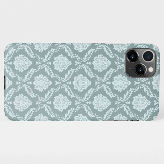 Rococo Damask Rpt Pattern Duck Egg Blue+Teal iPhone Hoesje (Achterkant horizontaal)