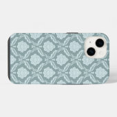 Rococo Damask Rpt Pattern Duck Egg Blue+Teal iPhone Hoesje (Achterkant horizontaal)