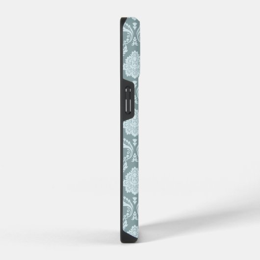 Rococo Damask Rpt Pattern Duck Egg Blue+Teal iPhone Hoesje (Rechterkant)