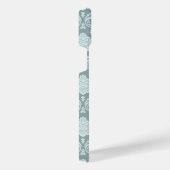 Rococo Damask Rpt Pattern Duck Egg Blue+Teal iPhone Hoesje (Rechterkant)