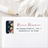 Rococo damast & elegante bloemen retouradres etiket (Insitu)