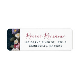 Rococo damast & elegante bloemen retouradres etiket