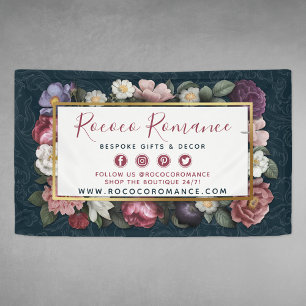Rococo damast & elegante bloemengewijze reclame-di spandoek
