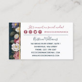 Rococo damast & elegante bloemensocial networking visitekaartje (Achterkant)