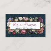 Rococo damast & elegante bloemensocial networking visitekaartje (Voorkant)