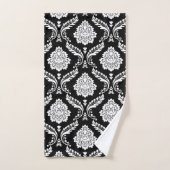 Rococo Damast Gemengd Patroon Wit op Zwart Bad Handdoek (Handdoek)