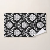 Rococo Damast Gemengd Patroon Wit op Zwart Bad Handdoek (Handdoek)