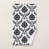 Rococo Damast Gemengd Patroon Zwart op Wit Bad Handdoek (Handdoek)