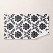 Rococo Damast Gemengd Patroon Zwart op Wit Bad Handdoek (Handdoek)