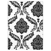 Rococo Damast Groot Offset Patroon Zwart op Wit Klembord (Achterkant)