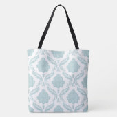 Rococo Damast Groot Patroon Eendenei Blauw op Wit Tote Bag (Achterkant)
