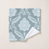 Rococo Damast Groot Patroon Eendenei Blauw+Turquoi Bad Handdoek (Wasdoekje)