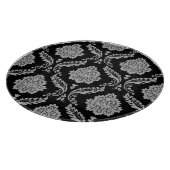 Rococo Damast Groot Patroon Grijs op Zwart Snijplank (Hoek)