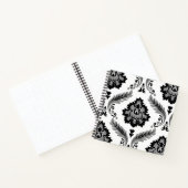 Rococo Damast Groot Patroon Grijs Zwart Wit Notitieboek (Binnen)