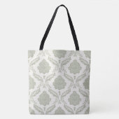 Rococo Damast Groot Patroon Groen op Crème Tote Bag (Voorkant)