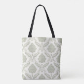 Rococo Damast Groot Patroon Groen op Crème Tote Bag (Achterkant)