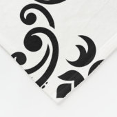 Rococo Damast Groot Patroon Zwart op Wit Fleece Deken (Hoek)