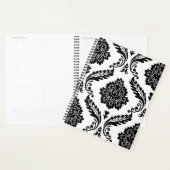Rococo Damast Groot Patroon Zwart op Wit Planner (Display)