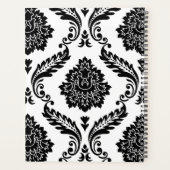 Rococo Damast Groot Patroon Zwart op Wit Planner (Achterkant)
