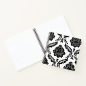 Rococo Damast Grote Off-Center Patroon Zwart op Wi Notitieboek (Binnen)