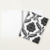 Rococo Damast Grote Off-Set Patroon Zwart op Wit Planner (Display)