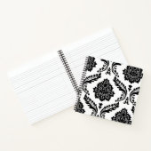Rococo Damast Grote Offset Patroon Zwart op Wit Notitieboek (Binnen)