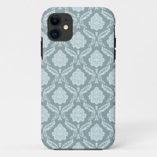 Rococo Damast Herhalend Patroon Eendenei Blauw+Tur Case-Mate iPhone Case