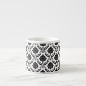 Rococo Damast Klein Patroon Zwart op Wit Espresso Kop (Voorkant)