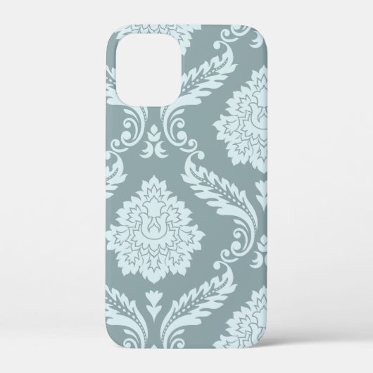 Rococo Damast Kunst I Eendenei Blauw+Turkoois Case-Mate iPhone Case (Achterkant)