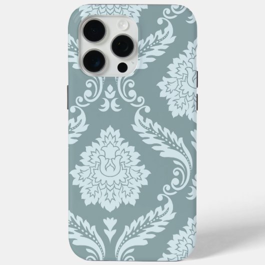 Rococo Damast Kunst I Eendenei Blauw+Turkoois Case-Mate iPhone Case (Achterkant)