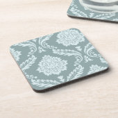 Rococo Damast Kunst I Eendenei Blauw+Turquoise Bier Onderzetter (Linkerzijde)