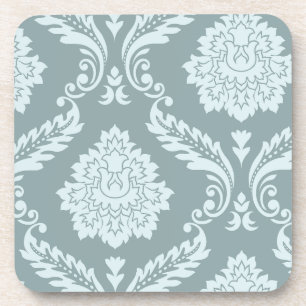 Rococo Damast Kunst I Eendenei Blauw+Turquoise Bier Onderzetter