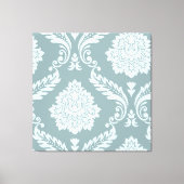 Rococo Damast Kunst I Eendenei Blauw+Turquoise Canvas Afdruk (Voorkant)