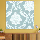 Rococo Damast Kunst I Eendenei Blauw+Turquoise Canvas Afdruk (Insitu (Woonkamer))