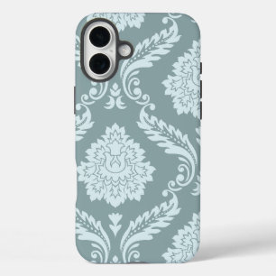 Rococo Damast Kunst I Eendenei Blauw+Turquoise iPhone 16 Plus Hoesje