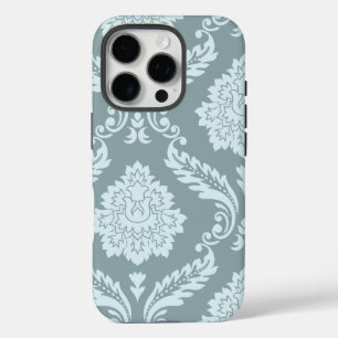 Rococo Damast Kunst I Eendenei Blauw+Turquoise iPhone 16 Pro Hoesje