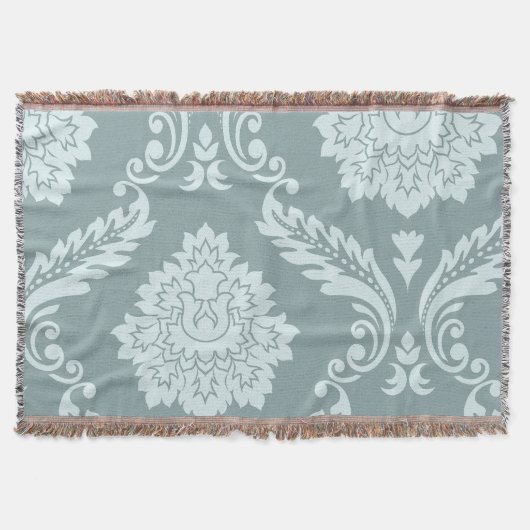 Rococo Damast Kunst I Eendenei Blauw+Turquoise Deken (Voorkant)