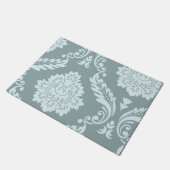 Rococo Damast Kunst I Eendenei Blauw+Turquoise Deurmat (Schuin)